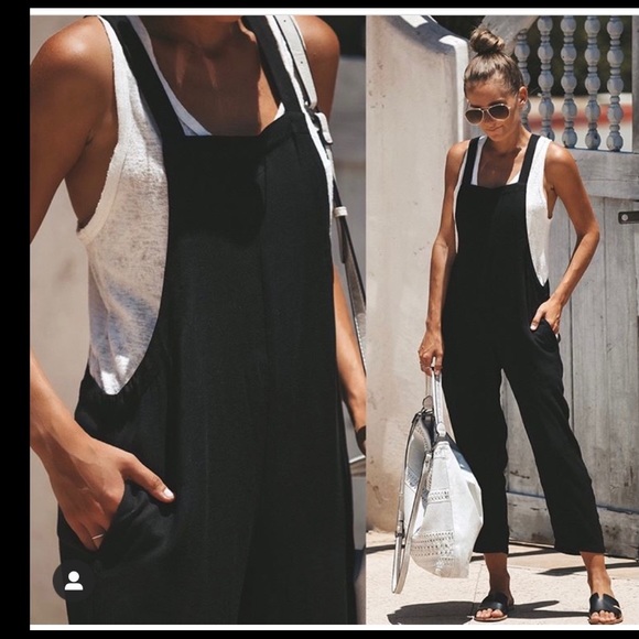 Vici Pants - Vici black rayon overalls L